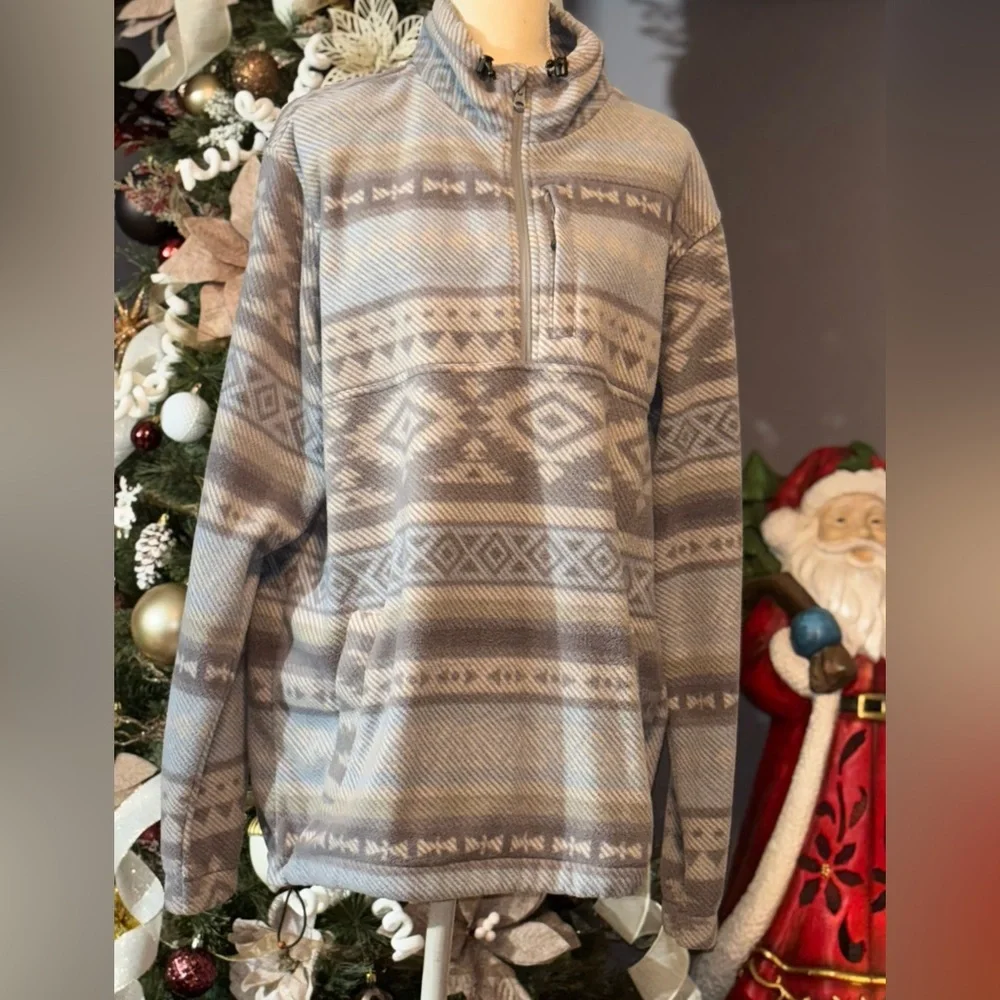 Billabong Men's Gray and Cream Zip Up Pullover/Fleece - Picture 1 of 5